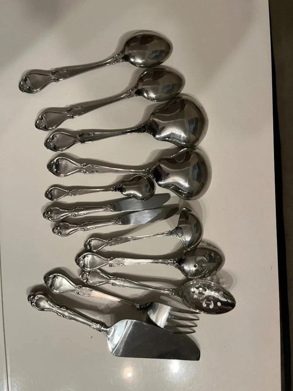 Lyon International Queens Fancy Stainless Serving Pieces Hostess Lot - 12 pieces